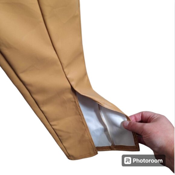 Boohoo Super Stretch Leather Look Split Front Leggings Size 12 - Picture 3 of 9